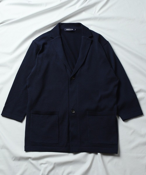 UNION STATION(ユニオンステーション)の「/ウォッシャブル/7分袖/ニットジャケット(カーディガン/ボレロ・メンズ・ネイビー/ブラック系その他/キナリ・LL/M/L)」の3枚目の写真