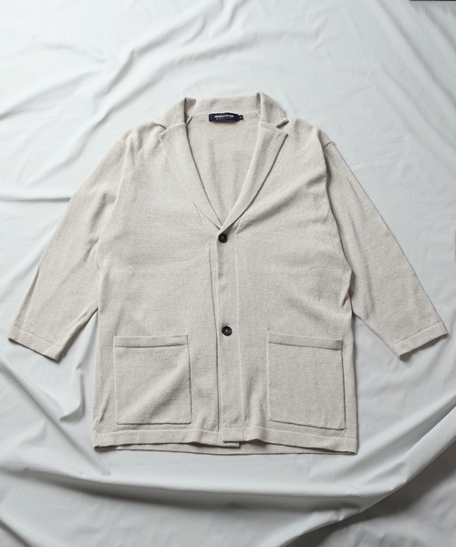 UNION STATION(ユニオンステーション)の「/ウォッシャブル/7分袖/ニットジャケット(カーディガン/ボレロ・メンズ・ネイビー/ブラック系その他/キナリ・LL/M/L)」の2枚目の写真