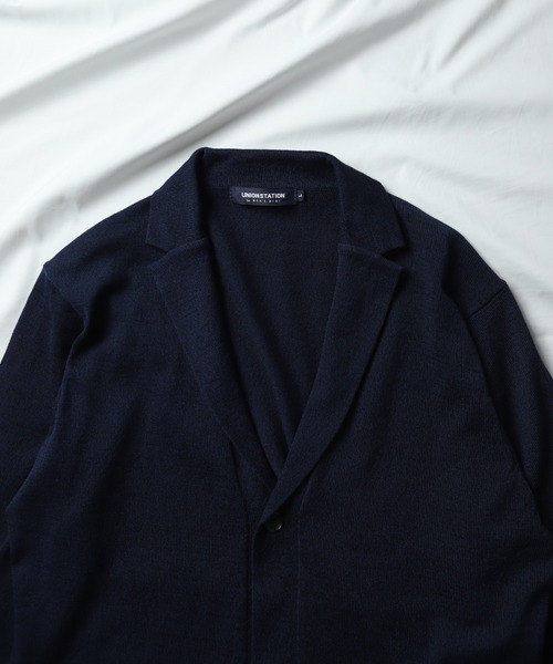 UNION STATION(ユニオンステーション)の「/ウォッシャブル/7分袖/ニットジャケット(カーディガン/ボレロ・メンズ・ネイビー/ブラック系その他/キナリ・LL/M/L)」の8枚目の写真