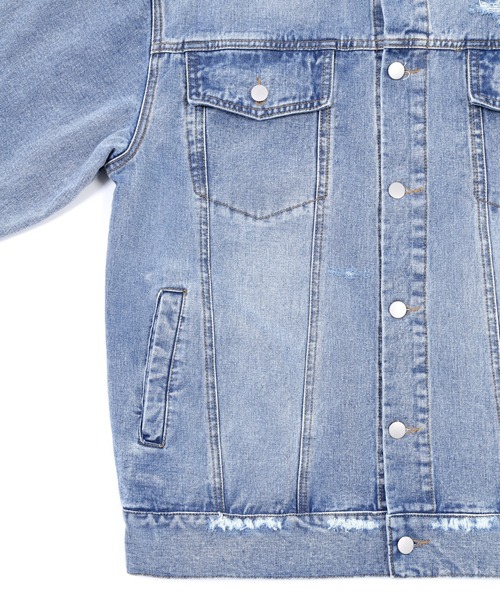 極美品♡アングリッド　オーバーサイズ　デニムジャケット ブルー ARCADE Gジャン メンズ クラッシュダメージ加工 デニムジャケット