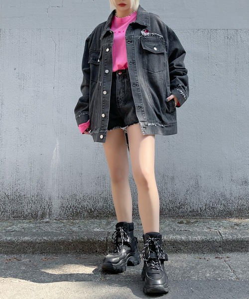 Figments（フィグメンツ）の「オーバーデニムジャケット（デニムジャケット・レディース・ブルー/ブラック・MEDIUM/SMALL）」の15枚目の写真