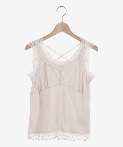 MAJESTIC LEGON（マジェスティックレゴン）の「レースクロスタンク（タンクトップ・レディース・ライトグレー/ブラック/ベージュ/オフホワイト・MEDIUM）」の4枚目の写真