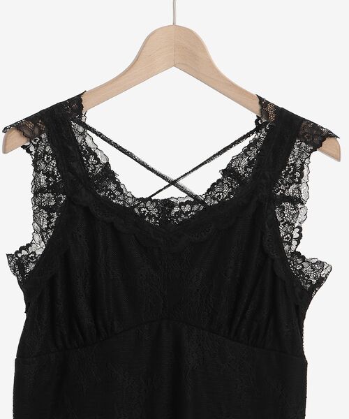 MAJESTIC LEGON（マジェスティックレゴン）の「レースクロスタンク（タンクトップ・レディース・ライトグレー/ブラック/ベージュ/オフホワイト・MEDIUM）」の6枚目の写真