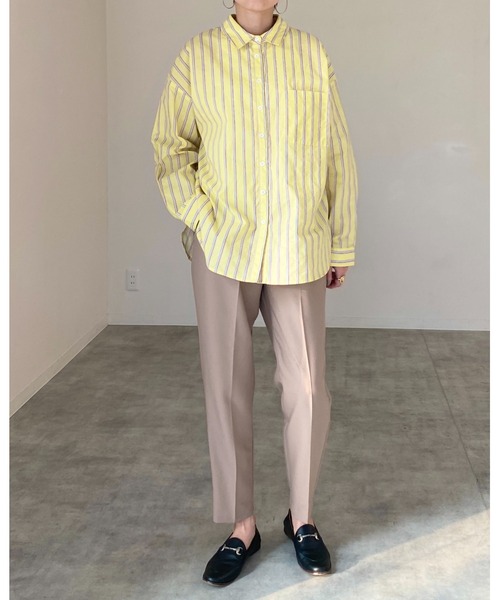 She's Closet(シーズクローゼット)の「レギュラーカラーマルチストライプ柄ブロードビッグシャツ(シャツ/ブラウス・レディース・サックスブルー/イエロー/ミント・FREE)」の9枚目の写真
