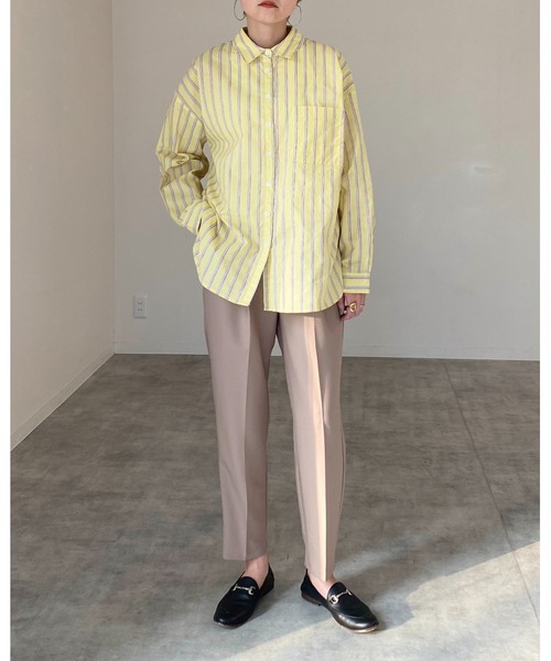 She's Closet(シーズクローゼット)の「レギュラーカラーマルチストライプ柄ブロードビッグシャツ(シャツ/ブラウス・レディース・サックスブルー/イエロー/ミント・FREE)」の10枚目の写真
