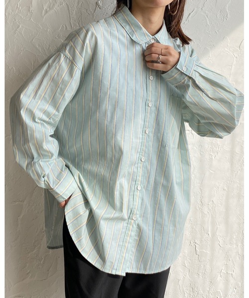 She's Closet(シーズクローゼット)の「レギュラーカラーマルチストライプ柄ブロードビッグシャツ(シャツ/ブラウス・レディース・サックスブルー/イエロー/ミント・FREE)」の17枚目の写真