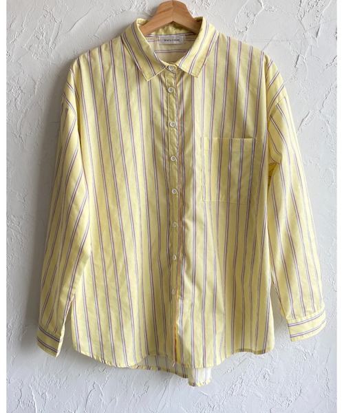She's Closet(シーズクローゼット)の「レギュラーカラーマルチストライプ柄ブロードビッグシャツ(シャツ/ブラウス・レディース・サックスブルー/イエロー/ミント・FREE)」の20枚目の写真