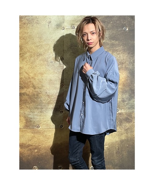 おしゃれスタ（オシャレスタ）の「ポリエステルムジバルーンスリーブシャツ(IR)（シャツ/ブラウス・メンズ・ホワイト/サックスブルー/グリーン/モカ/ブラック/グレイッシュベージュ・L/XL/M）」の6枚目の写真