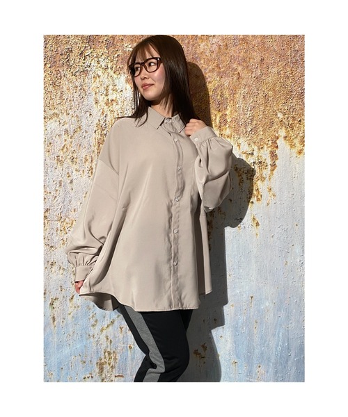 おしゃれスタ（オシャレスタ）の「ポリエステルムジバルーンスリーブシャツ(IR)（シャツ/ブラウス・メンズ・ホワイト/サックスブルー/グリーン/モカ/ブラック/グレイッシュベージュ・L/XL/M）」の5枚目の写真