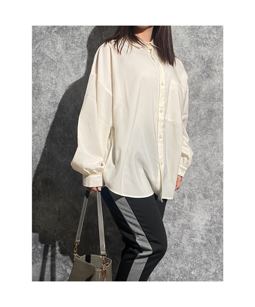 おしゃれスタ（オシャレスタ）の「ポリエステルムジバルーンスリーブシャツ(IR)（シャツ/ブラウス・メンズ・ホワイト/サックスブルー/グリーン/モカ/ブラック/グレイッシュベージュ・L/XL/M）」の7枚目の写真