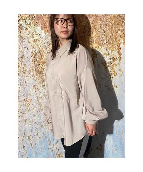 おしゃれスタ（オシャレスタ）の「ポリエステルムジバルーンスリーブシャツ(IR)（シャツ/ブラウス・メンズ・ホワイト/サックスブルー/グリーン/モカ/ブラック/グレイッシュベージュ・L/XL/M）」の16枚目の写真