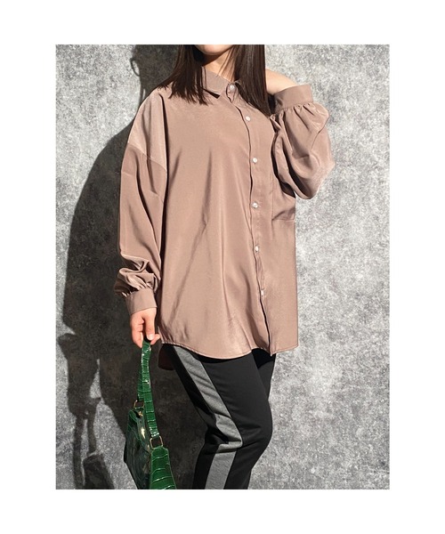 おしゃれスタ（オシャレスタ）の「ポリエステルムジバルーンスリーブシャツ(IR)（シャツ/ブラウス・メンズ・ホワイト/サックスブルー/グリーン/モカ/ブラック/グレイッシュベージュ・L/XL/M）」の13枚目の写真