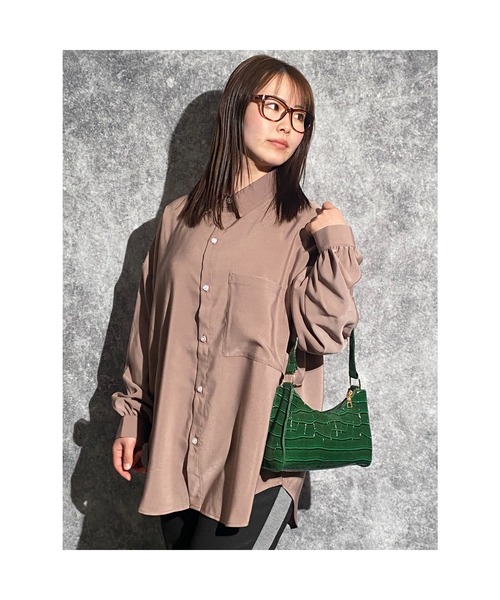 おしゃれスタ（オシャレスタ）の「ポリエステルムジバルーンスリーブシャツ(IR)（シャツ/ブラウス・メンズ・ホワイト/サックスブルー/グリーン/モカ/ブラック/グレイッシュベージュ・L/XL/M）」の14枚目の写真