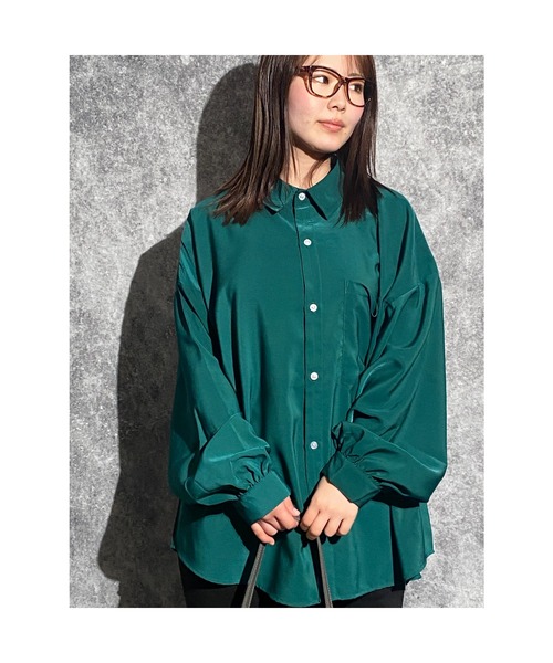 おしゃれスタ（オシャレスタ）の「ポリエステルムジバルーンスリーブシャツ(IR)（シャツ/ブラウス・メンズ・ホワイト/サックスブルー/グリーン/モカ/ブラック/グレイッシュベージュ・L/XL/M）」の17枚目の写真