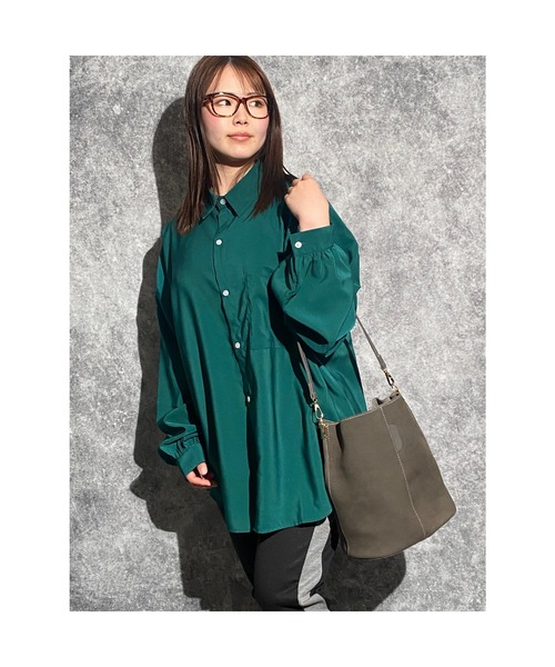 おしゃれスタ（オシャレスタ）の「ポリエステルムジバルーンスリーブシャツ(IR)（シャツ/ブラウス・メンズ・ホワイト/サックスブルー/グリーン/モカ/ブラック/グレイッシュベージュ・L/XL/M）」の18枚目の写真