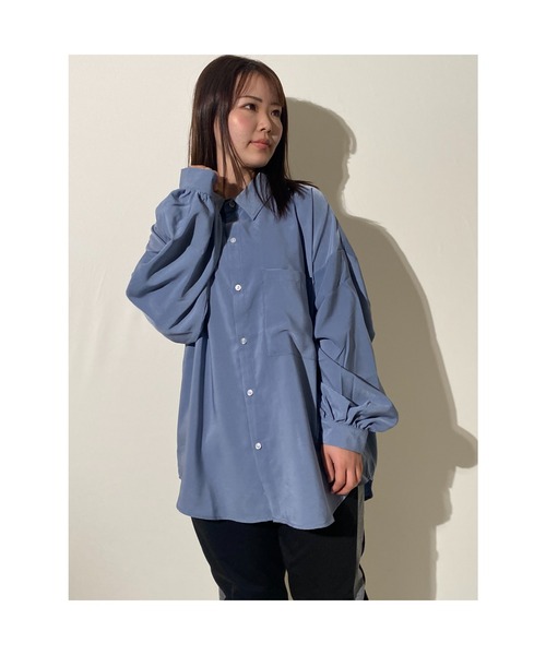 おしゃれスタ（オシャレスタ）の「ポリエステルムジバルーンスリーブシャツ(IR)（シャツ/ブラウス・メンズ・ホワイト/サックスブルー/グリーン/モカ/ブラック/グレイッシュベージュ・L/XL/M）」の19枚目の写真