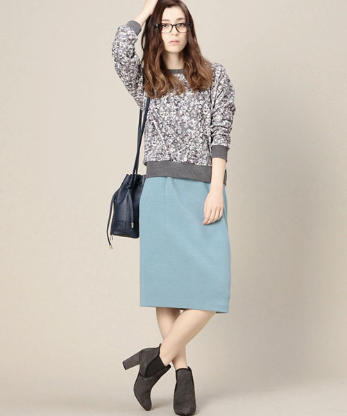ROSE BUD（ローズバッド）の「LCTB-15108 W/ELASTIC STRAIGHT SKIRT（スカート・レディース・ホワイト/ブラック/ミックスグレー/オリーブ/ブルー・ONE SIZE）」の14枚目の写真