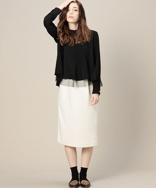 ROSE BUD（ローズバッド）の「LCTB-15108 W/ELASTIC STRAIGHT SKIRT（スカート・レディース・ホワイト/ブラック/ミックスグレー/オリーブ/ブルー・ONE SIZE）」の13枚目の写真