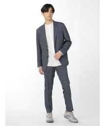 TAKA-Q（タカキュー）の「タカキューメンズ/TAKA-Q:MEN 軽量ストレッチデニムルック青 2ボタン2ピース ビジネスセットアップスーツ（スーツセット）」
