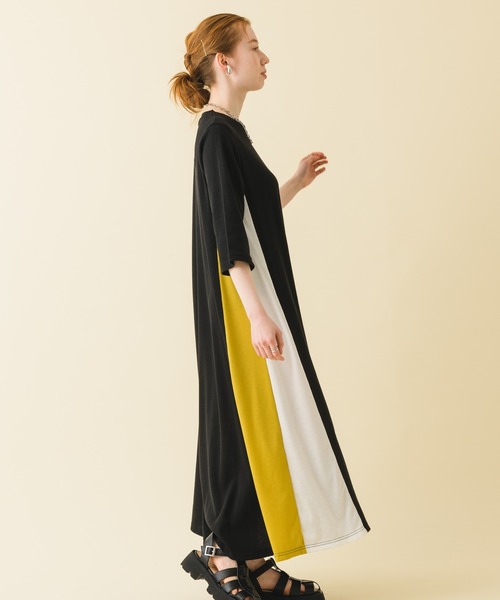 ROSIEE（ロージー）の「ROSIEE ワッフル素材脇配色ワンピース（ワンピース・レディース・ブラック/カーキ・FREE）」の14枚目の写真