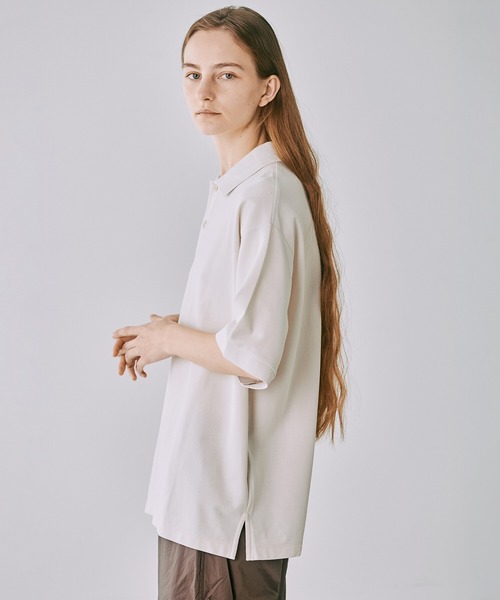 handvaerk(ハンドバーク)の「handvaerk | ピケ ポロシャツ WOMEN(ポロシャツ・レディース・ブラック/ライトグレー/ネイビー・SMALL)」の6枚目の写真