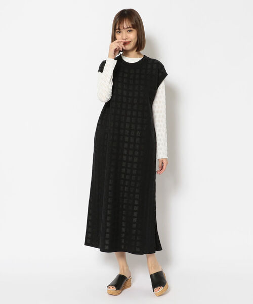 EACH.(イーチ)の「EACH(イーチ) PLAID KNIT ONE PIECE(ワンピース・レディース・グリーン/ブラック・FREE)」の1枚目の写真