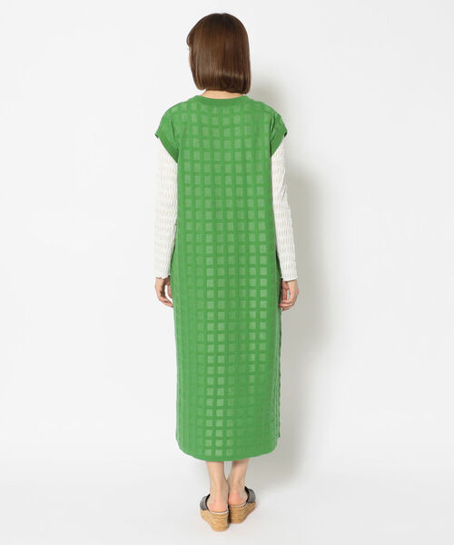 EACH.(イーチ)の「EACH(イーチ) PLAID KNIT ONE PIECE(ワンピース・レディース・グリーン/ブラック・FREE)」の3枚目の写真