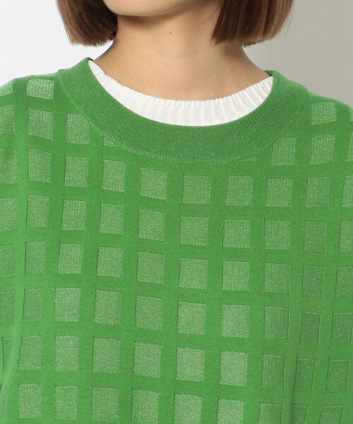 EACH.(イーチ)の「EACH(イーチ) PLAID KNIT ONE PIECE(ワンピース・レディース・グリーン/ブラック・FREE)」の5枚目の写真