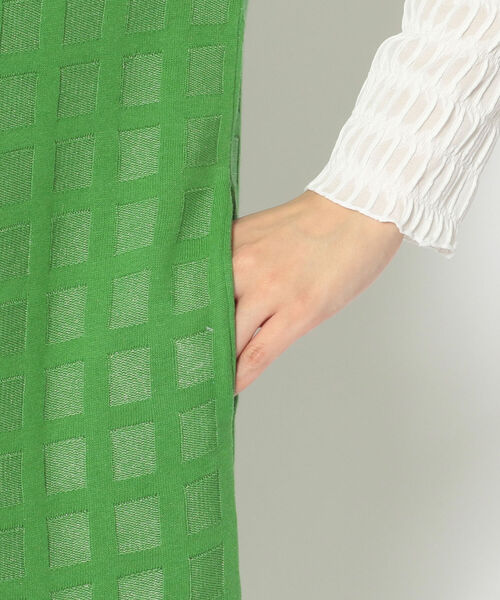 EACH.(イーチ)の「EACH(イーチ) PLAID KNIT ONE PIECE(ワンピース・レディース・グリーン/ブラック・FREE)」の7枚目の写真