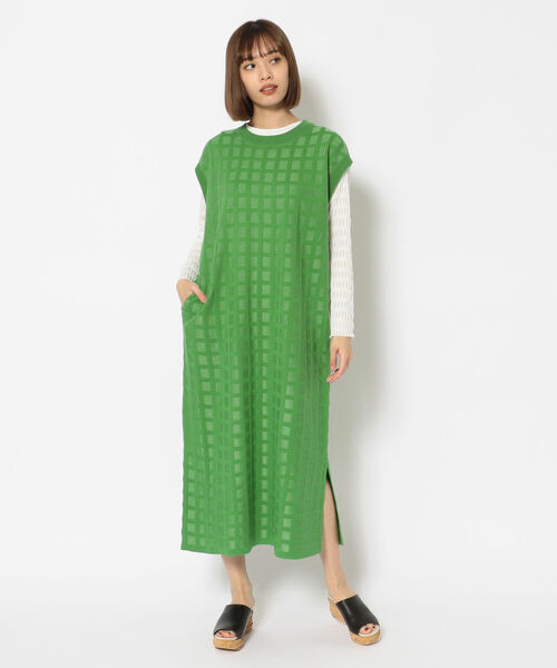 EACH.(イーチ)の「EACH(イーチ) PLAID KNIT ONE PIECE(ワンピース・レディース・グリーン/ブラック・FREE)」の17枚目の写真