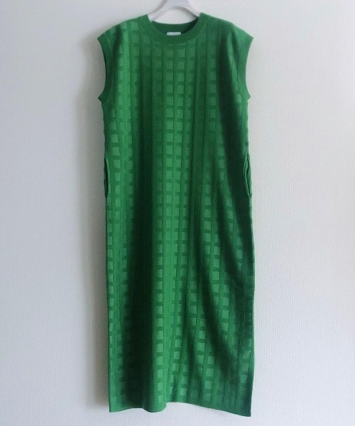 EACH.(イーチ)の「EACH(イーチ) PLAID KNIT ONE PIECE(ワンピース・レディース・グリーン/ブラック・FREE)」の11枚目の写真