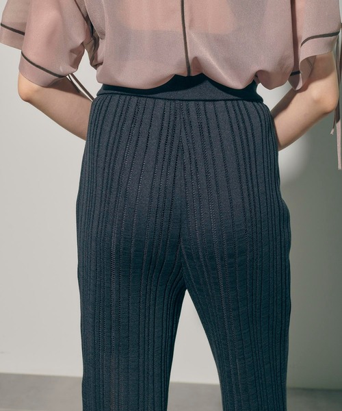 PUBLIC TOKYO（パブリックトウキョウ）の「ストライプメッシュニットパンツ（その他パンツ・レディース・ブラック/ベージュ・FREE）」の9枚目の写真