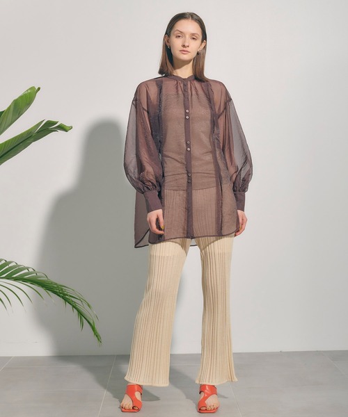 PUBLIC TOKYO（パブリックトウキョウ）の「ストライプメッシュニットパンツ（その他パンツ・レディース・ブラック/ベージュ・FREE）」の14枚目の写真