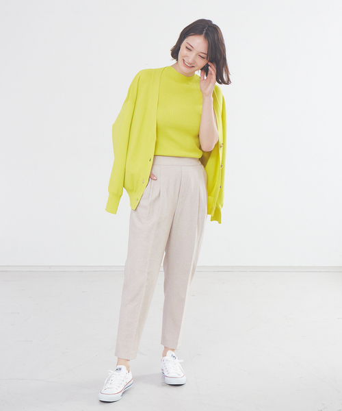 abahouse mavie(アバハウスマヴィ)の「【感嘆パンツ】リネン混タックテーパードパンツ(その他パンツ・レディース・ブラック/ベージュ/ピンク/ピンク系その他/ベージュ系その他・40/38/36/34/32)」の6枚目の写真