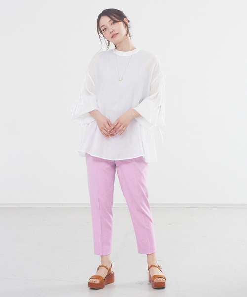 abahouse mavie(アバハウスマヴィ)の「【感嘆パンツ】リネン混タックテーパードパンツ(その他パンツ・レディース・ブラック/ベージュ/ピンク/ピンク系その他/ベージュ系その他・40/38/36/34/32)」の7枚目の写真