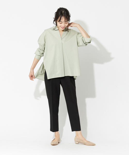 abahouse mavie(アバハウスマヴィ)の「【感嘆パンツ】リネン混タックテーパードパンツ(その他パンツ・レディース・ブラック/ベージュ/ピンク/ピンク系その他/ベージュ系その他・40/38/36/34/32)」の8枚目の写真