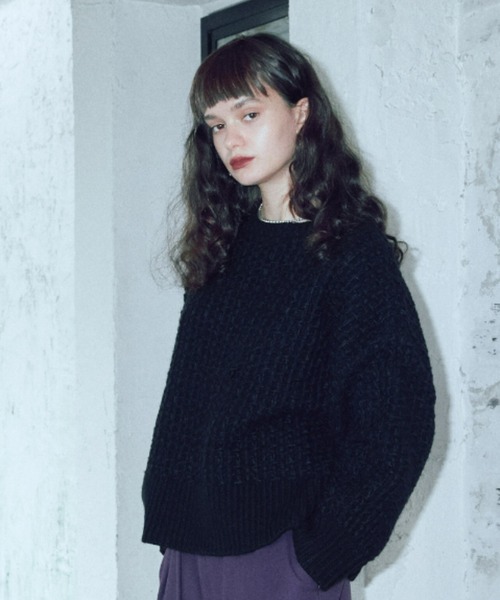 manana suerte（マニャーナスエルテ）の「ツイードニット（ニット/セーター・レディース・その他1/ブラック/オフホワイト/ボルドー・FREE）」の3枚目の写真