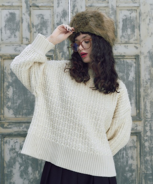 manana suerte（マニャーナスエルテ）の「ツイードニット（ニット/セーター・レディース・その他1/ブラック/オフホワイト/ボルドー・FREE）」の20枚目の写真