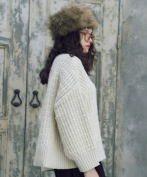 manana suerte（マニャーナスエルテ）の「ツイードニット（ニット/セーター・レディース・その他1/ブラック/オフホワイト/ボルドー・FREE）」の19枚目の写真