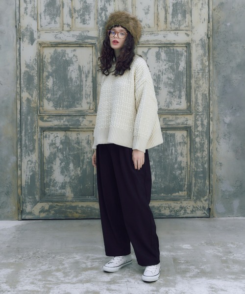 manana suerte（マニャーナスエルテ）の「ツイードニット（ニット/セーター・レディース・その他1/ブラック/オフホワイト/ボルドー・FREE）」の17枚目の写真