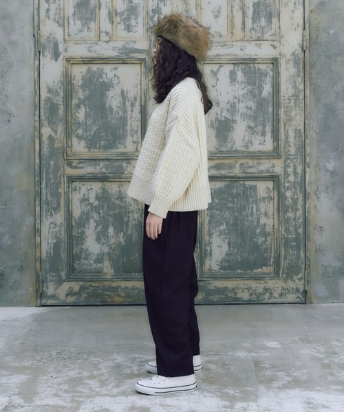 manana suerte（マニャーナスエルテ）の「ツイードニット（ニット/セーター・レディース・その他1/ブラック/オフホワイト/ボルドー・FREE）」の16枚目の写真