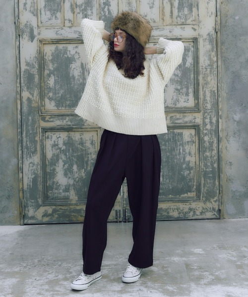 manana suerte（マニャーナスエルテ）の「ツイードニット（ニット/セーター・レディース・その他1/ブラック/オフホワイト/ボルドー・FREE）」の18枚目の写真