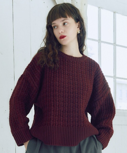 manana suerte（マニャーナスエルテ）の「ツイードニット（ニット/セーター・レディース・その他1/ブラック/オフホワイト/ボルドー・FREE）」の5枚目の写真