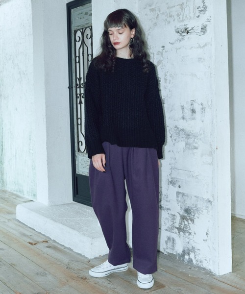 manana suerte（マニャーナスエルテ）の「ツイードニット（ニット/セーター・レディース・その他1/ブラック/オフホワイト/ボルドー・FREE）」の8枚目の写真