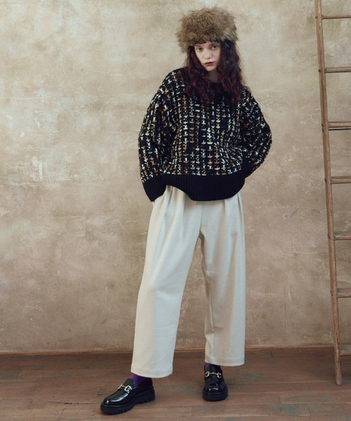 manana suerte（マニャーナスエルテ）の「ツイードニット（ニット/セーター・レディース・その他1/ブラック/オフホワイト/ボルドー・FREE）」の22枚目の写真