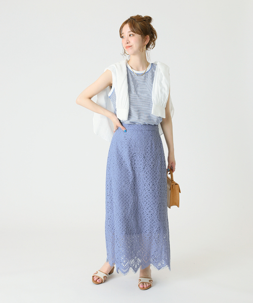 B.C STOCK（ベーセーストック）の「レース ナロースカート（スカート・レディース・ホワイト/ブラック/サックスブルー・SMALL/MEDIUM）」の14枚目の写真