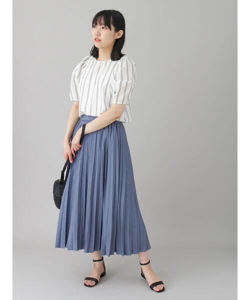 Te chichi CLASSIC（テチチクラシック）の「シャンブレーツイルプリーツスカート（スカート・レディース・ブラック/ブルー・ﾌﾘ-）」の21枚目の写真