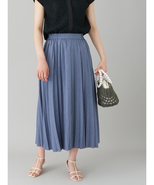 Te chichi CLASSIC（テチチクラシック）の「シャンブレーツイルプリーツスカート（スカート・レディース・ブラック/ブルー・ﾌﾘ-）」の2枚目の写真