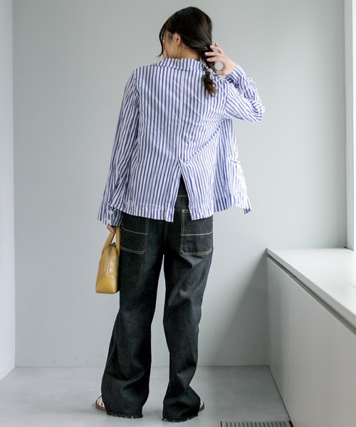 PUAL CE CIN（ピュアルセシン）の「クリンクル加工 シャツジャケット（テーラードジャケット・レディース・ベージュ/スミクロ/ブルー系/イエロー系・FREE）」の12枚目の写真