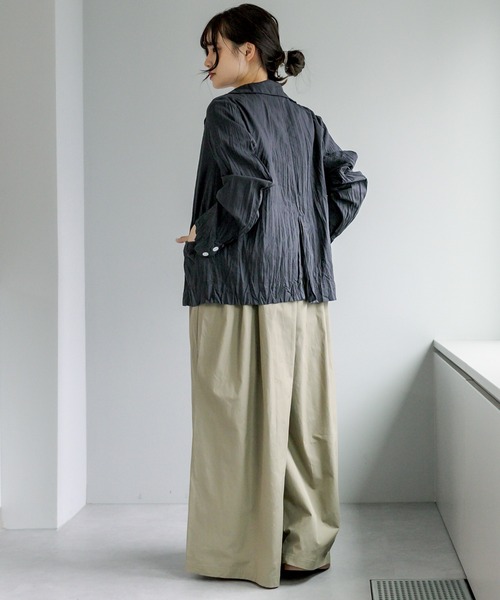 PUAL CE CIN（ピュアルセシン）の「クリンクル加工 シャツジャケット（テーラードジャケット・レディース・ベージュ/スミクロ/ブルー系/イエロー系・FREE）」の20枚目の写真